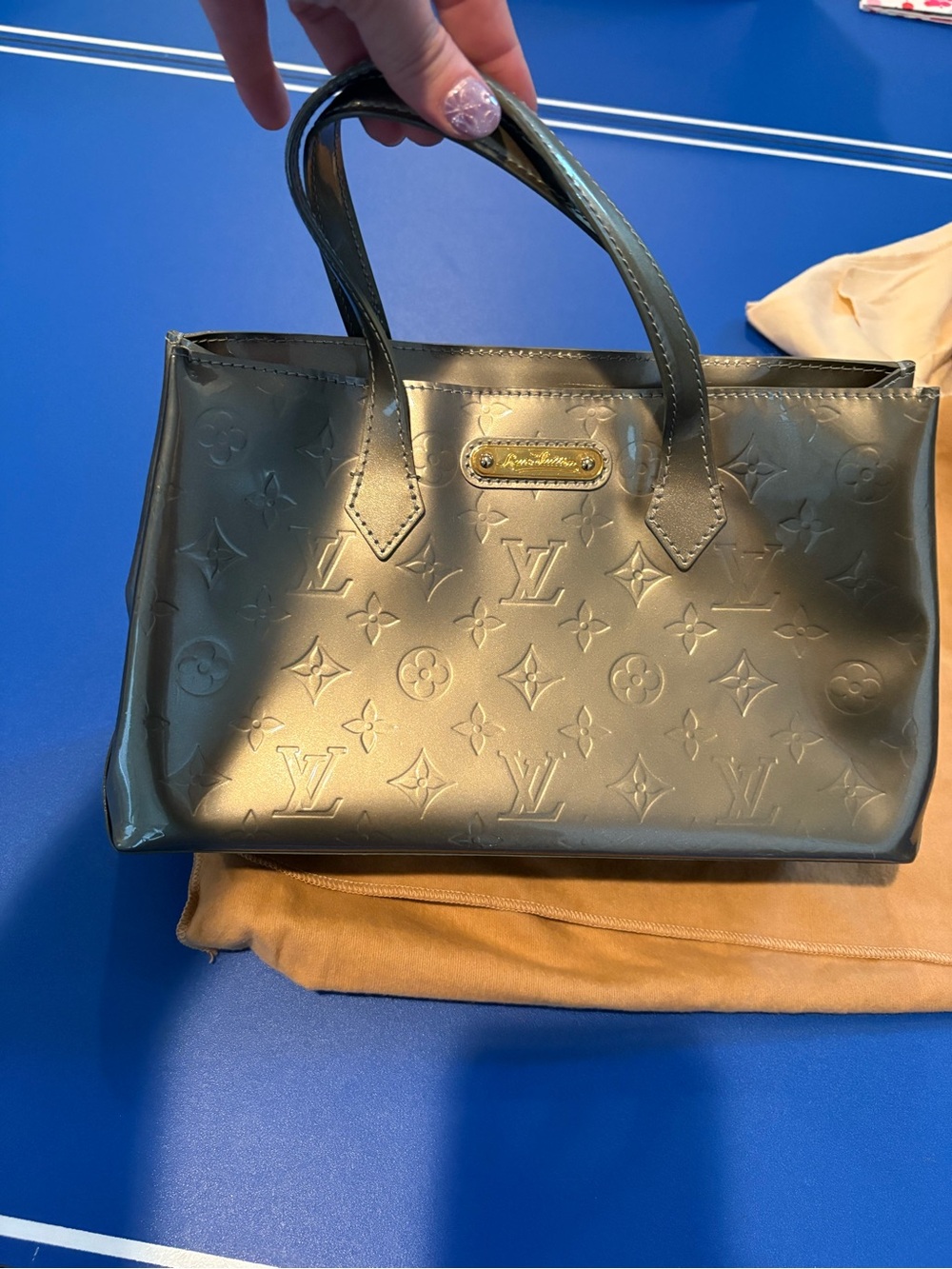 Louis Vuitton Metallic Olive Vernis Monogram Satchel
